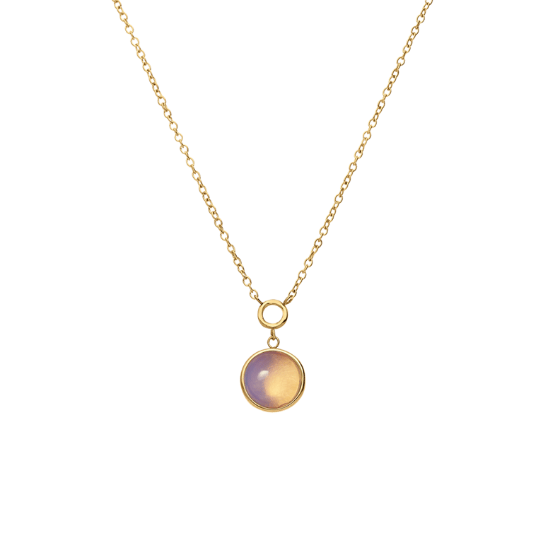 Stalen goldplated ketting met hanger met opaal voor dames