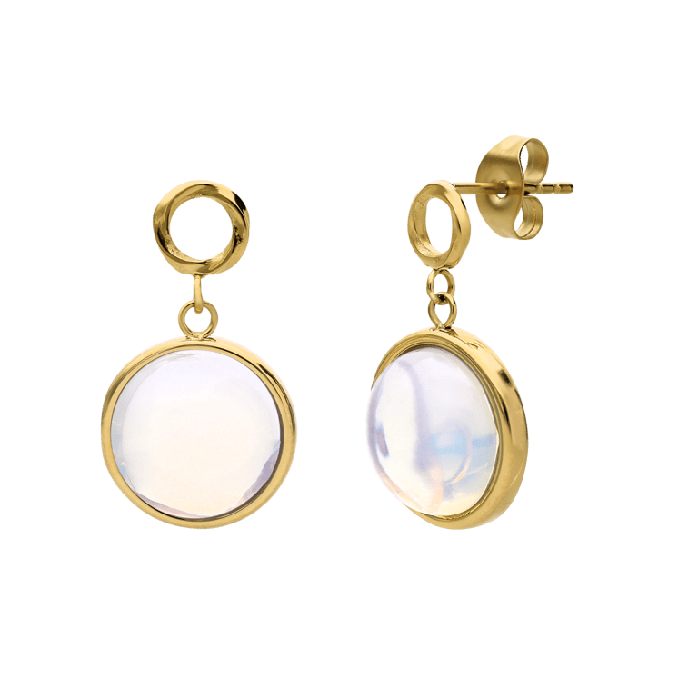 Stalen goldplated oorknoppen met opaal