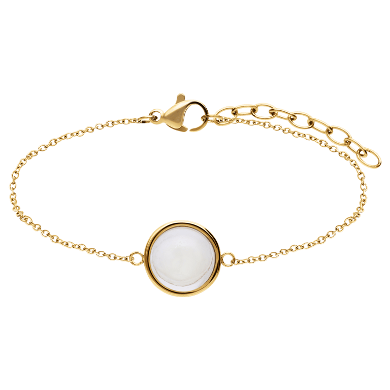 Stalen goldplated fantasiearmband met opaal voor dames