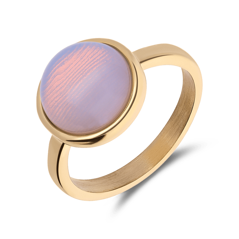 Stainless steel goldplated ring met opaal