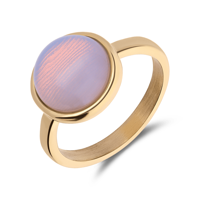 Stalen goldplated ring met opaal