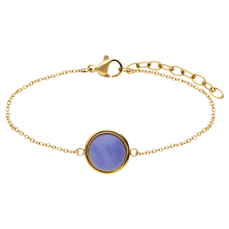 Armband aus Edelstahl, vergoldet, mit blauem Spitzenachat