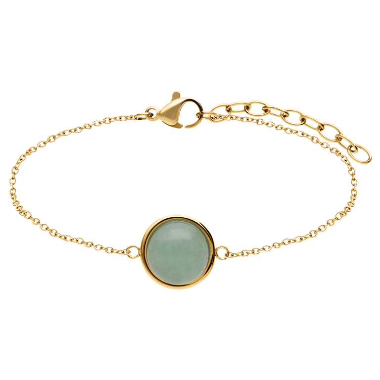 Stainless steel goldplated armband met groen aventurijn