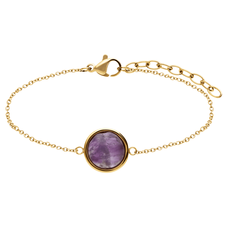 Armband aus Edelstahl, vergoldet, mit Amethyst