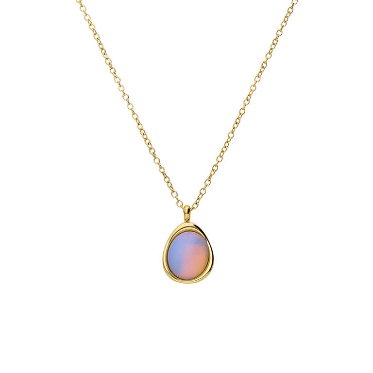 Stalen goldplated ketting met opaal ovaal