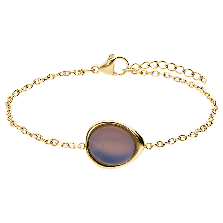 Stalen goldplated fantasiearmband met opaal voor dames
