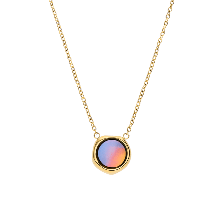 Stalen goldplated ketting met hanger met opaal voor dames
