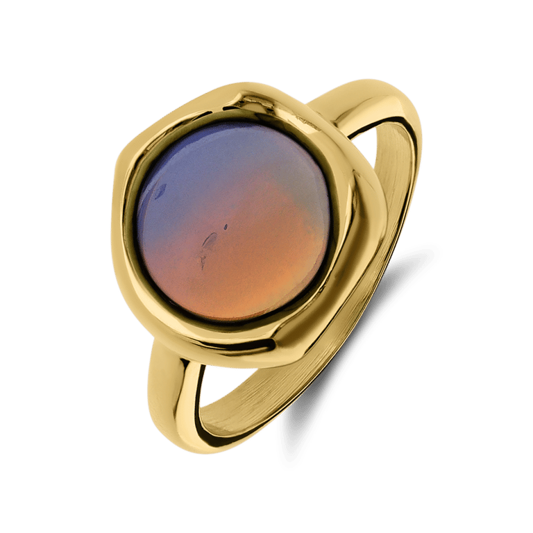 Stainless steel goldplated ring met opaal