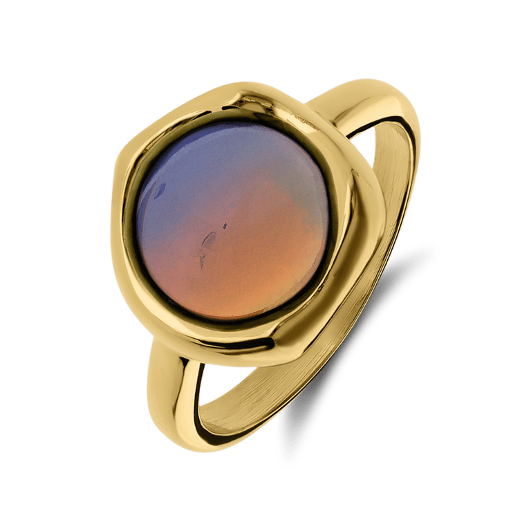 Stalen goldplated ring met opaal