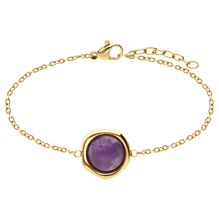 Armband aus Edelstahl, vergoldet, mit Amethyst
