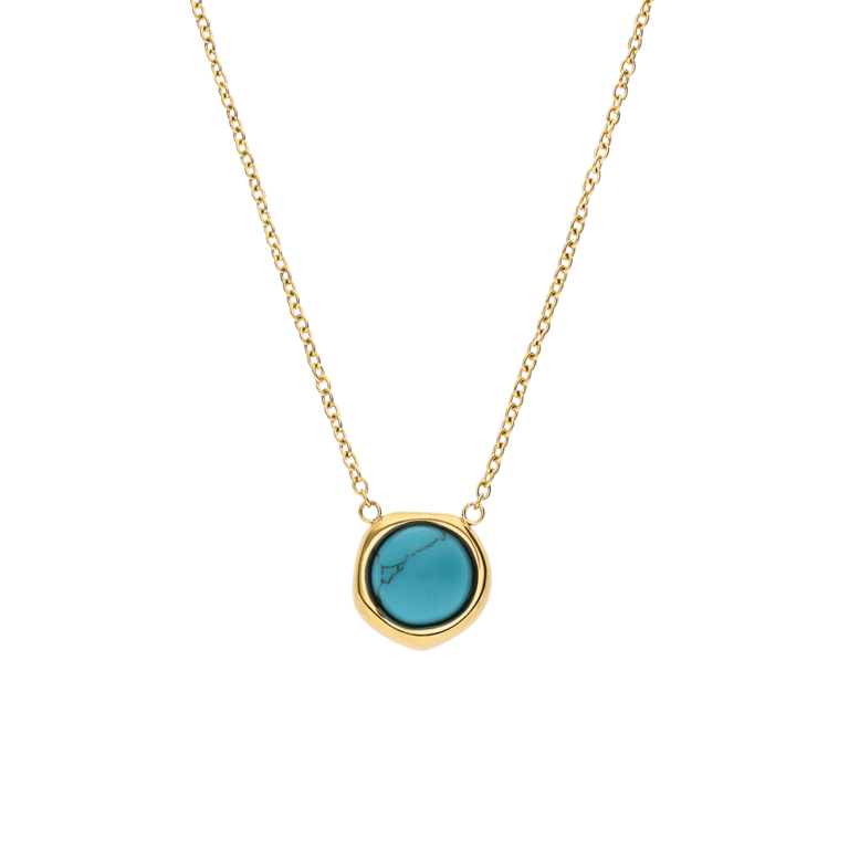 LuLu Jewels stainless steel goldplated ketting met turquoise voor dames