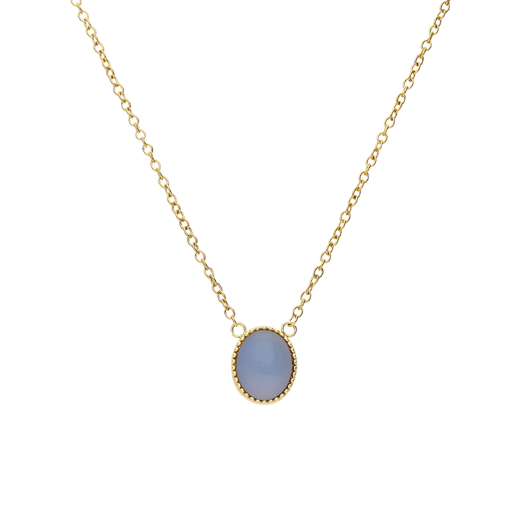 Stalen goldplated ketting met hanger met opaal voor dames