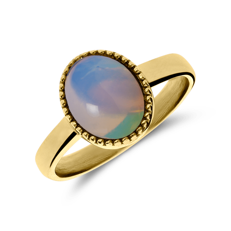 Stainless steel goldplated ring met opaal voor dames