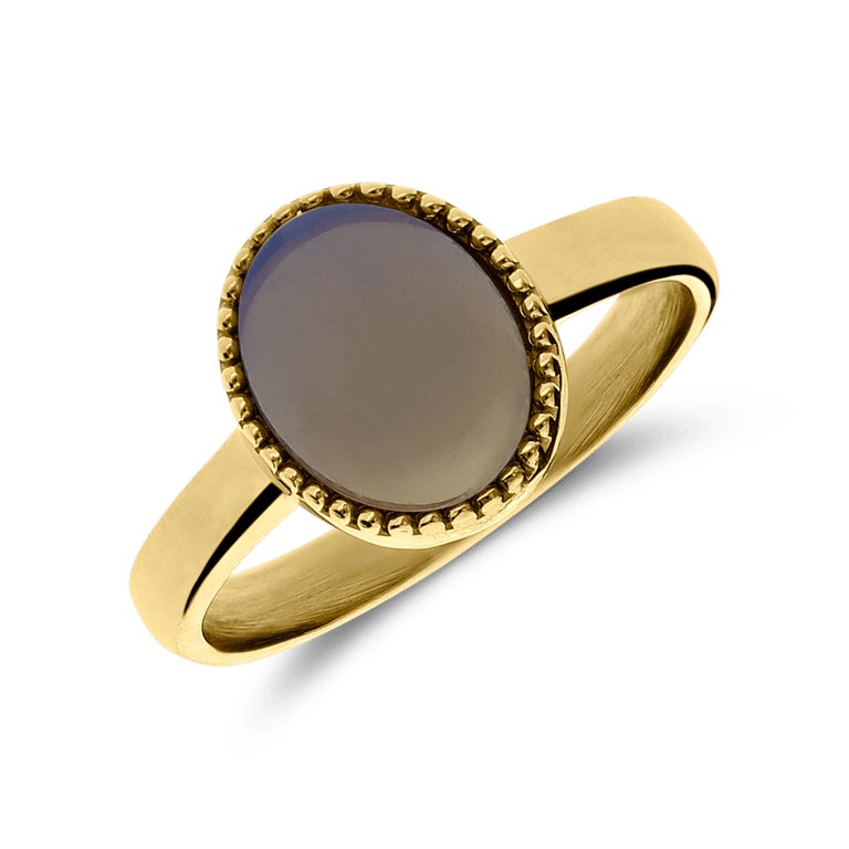 Stalen goldplated ring met opaal