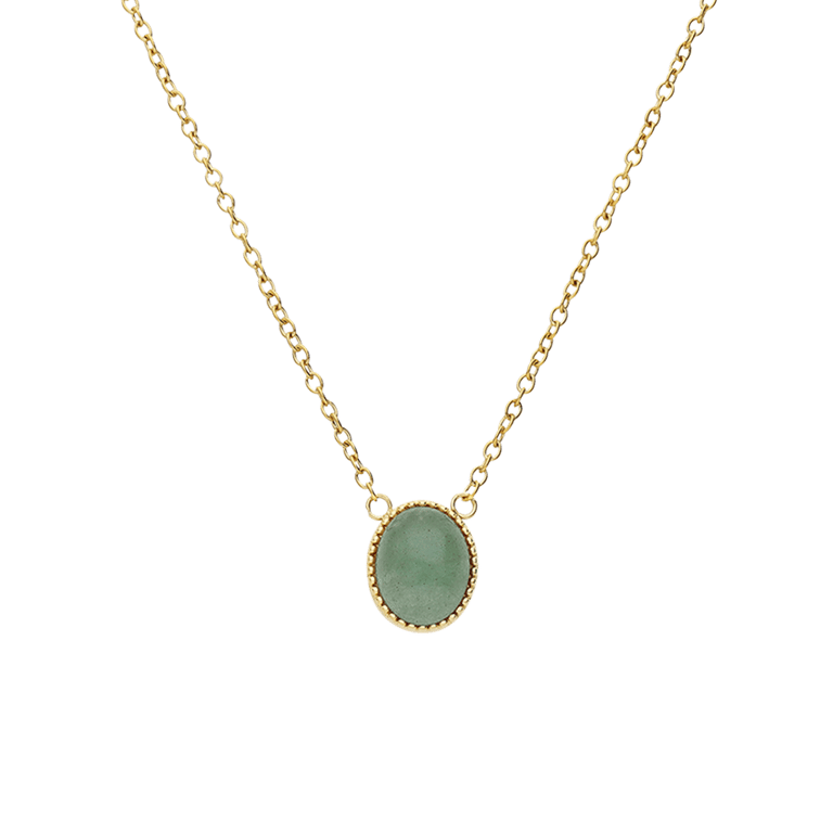 Stalen goldplated ketting met groen aventurijn