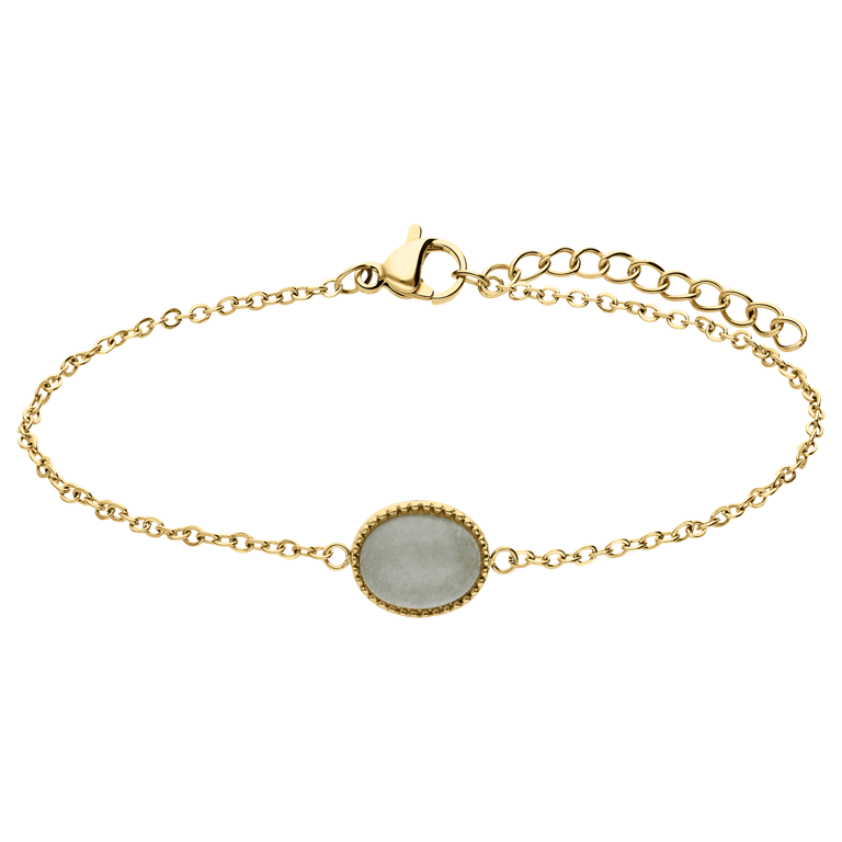 Stalen goldplated armband met groen aventurijn