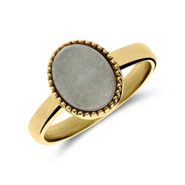 Stainless steel goldplated ring met groen aventurijn voor dames
