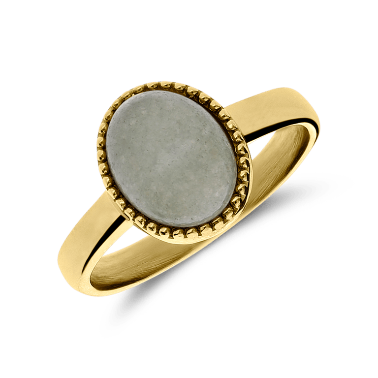 Stalen goldplated ring met groen aventurijn