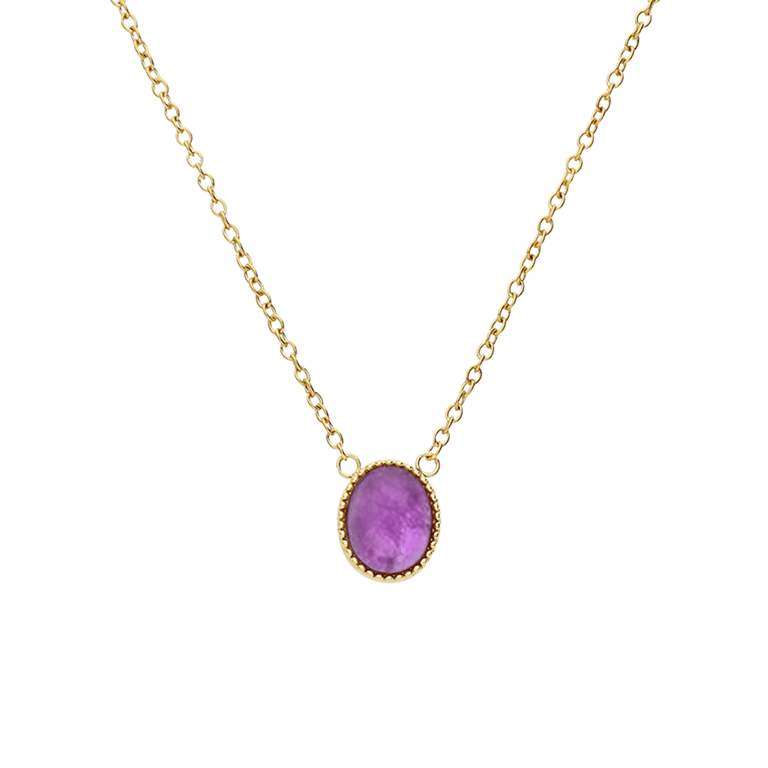 Halskette aus Edelstahl, vergoldet, mit Amethyst