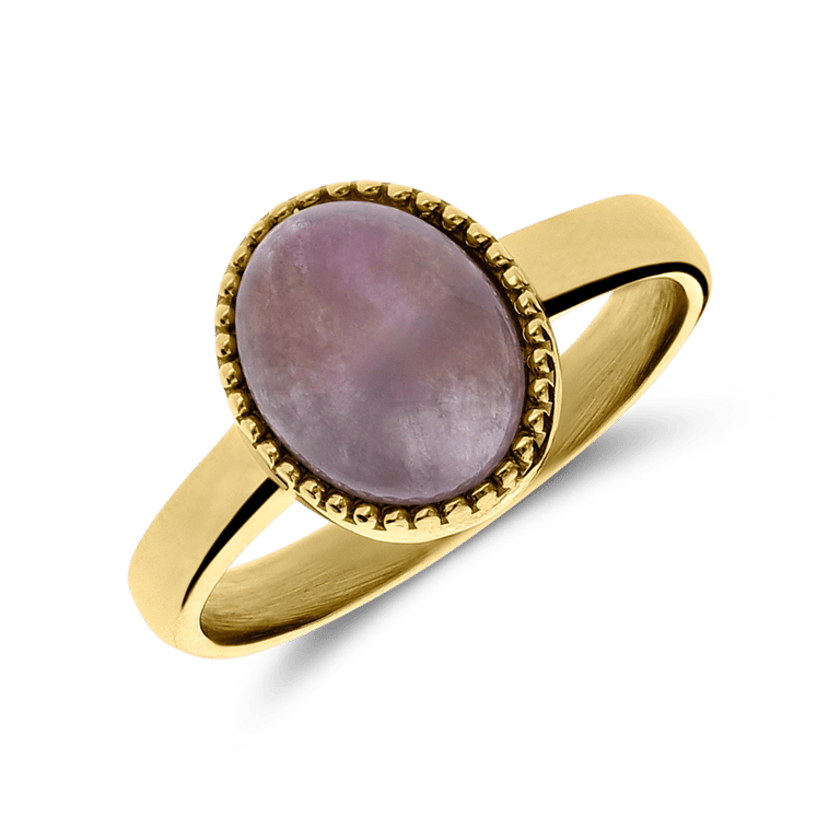 Stainless steel goldplated ring met amethyst
