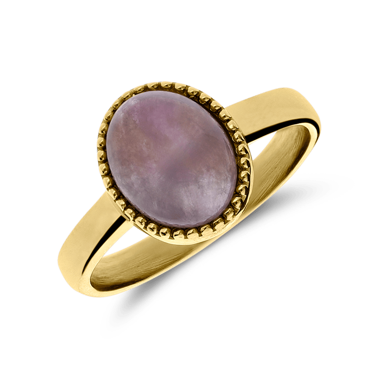 Stalen goldplated ring met amethyst