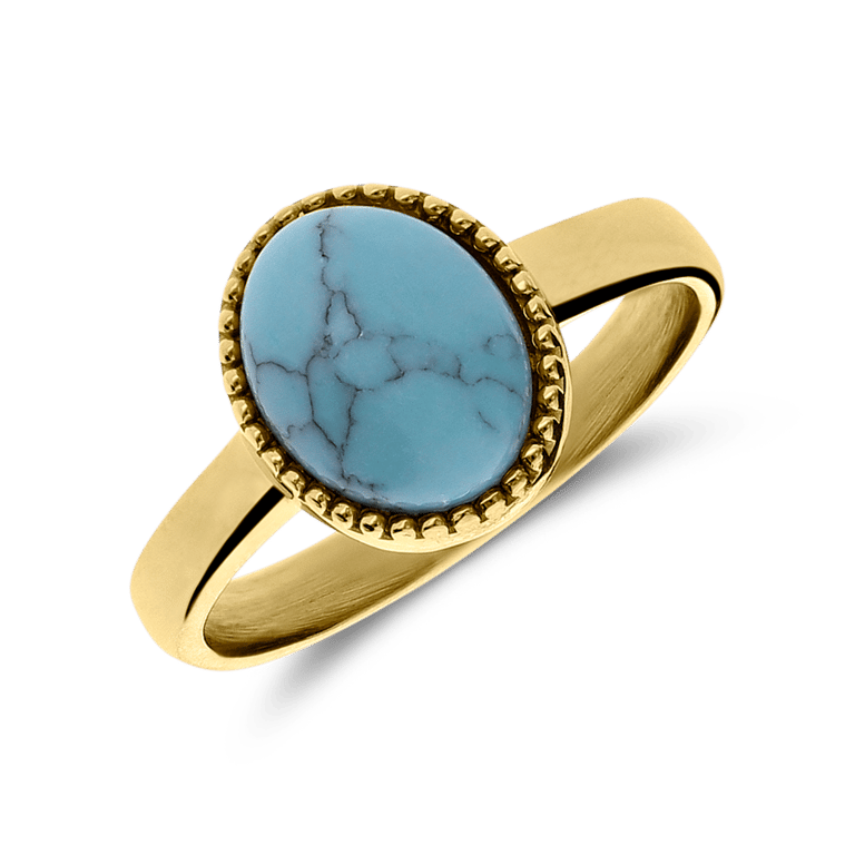 Stalen goldplated ring met turquoise