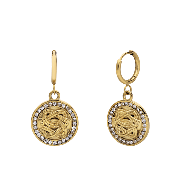 Stalen goldplated oorringen met kristal voor dames