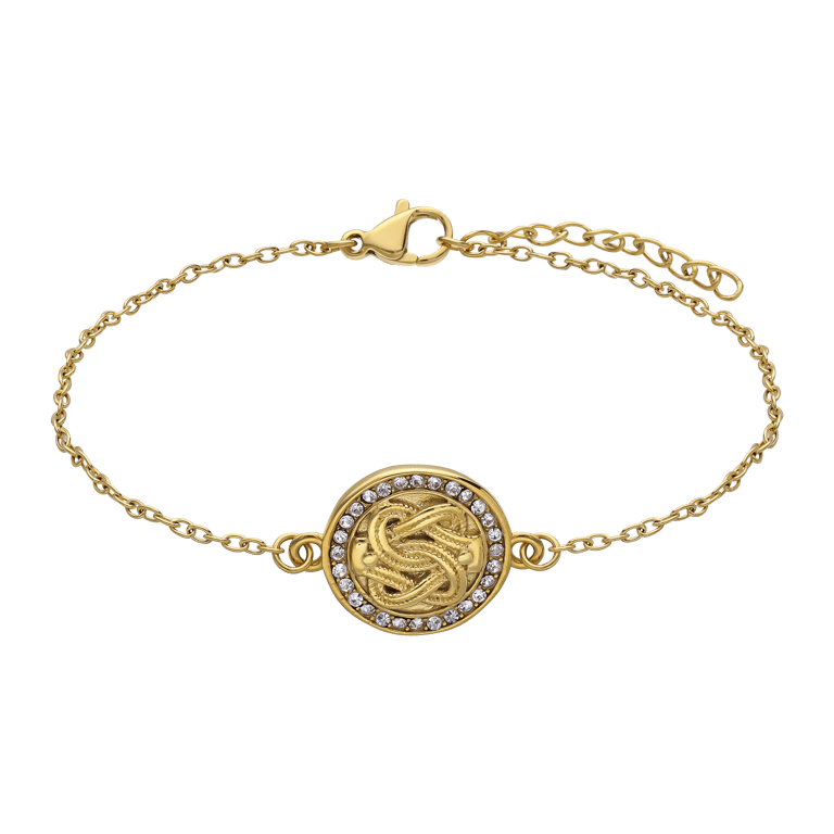 Stainless steel goldplated armband met mattenklopper