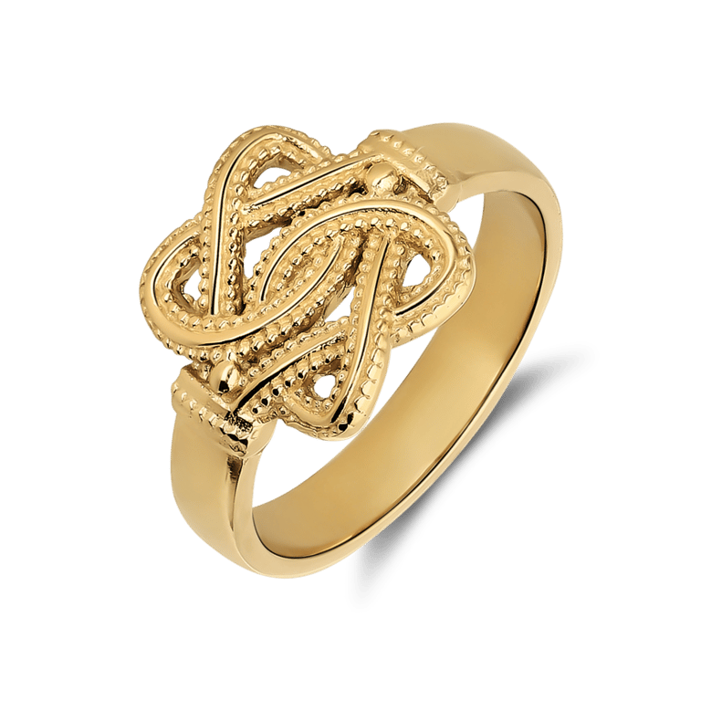 Stalen goldplated ring met surinaamse mattenklopper