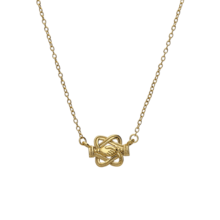 Stalen goldplated ketting met hanger mattenklopper