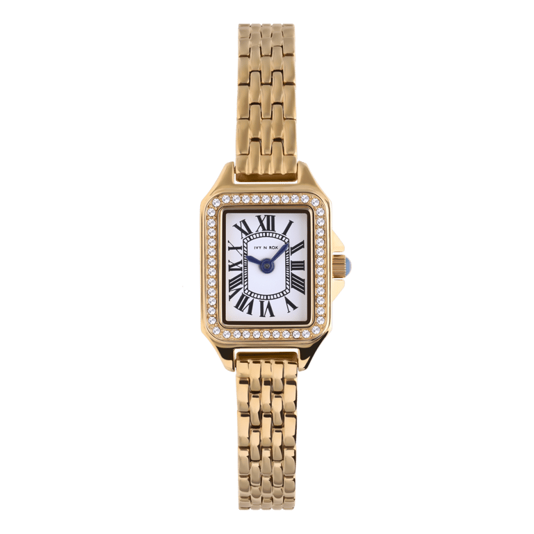 IVY N ROX Armbanduhr aus Edelstahl, goldfarben, mit Zirkonia