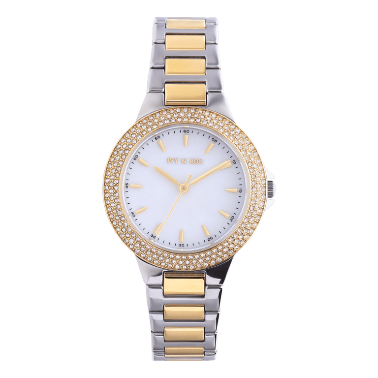 IVY N ROX stainless steel dameshorloge bicolor met zirkonia