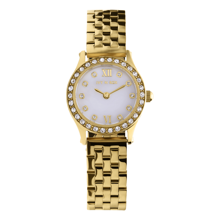 IVY N ROX Armbanduhr aus Edelstahl, goldfarben, mit Zirkonia