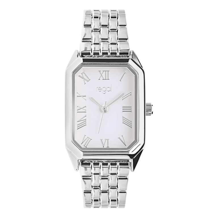 Regal horloge zilverkleurig met romeinse cijfers