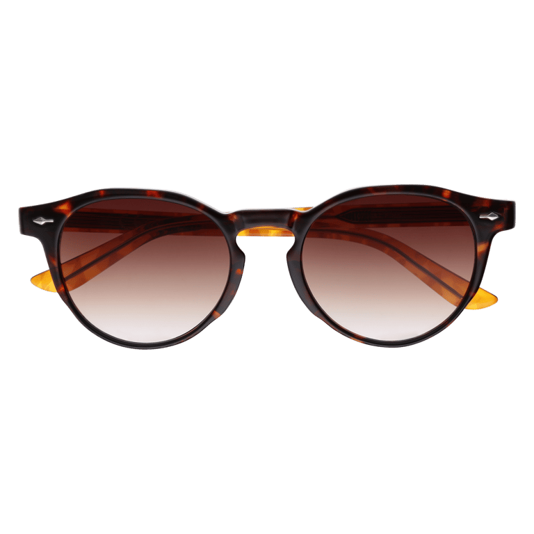 Braune runde Sonnenbrille mit Pantherprint