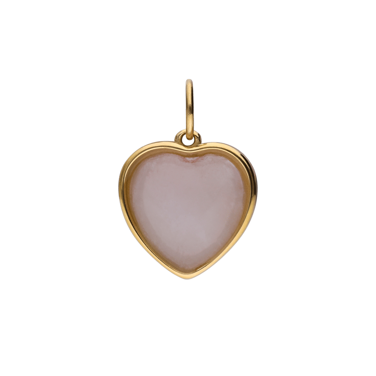 Stalen goldplated hanger hart met rozenkwarts voor dames