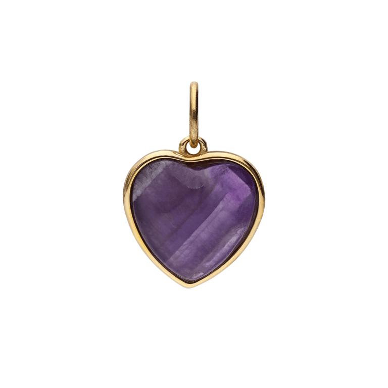 Stainless steel goldplated hanger hart met amethyst voor dames