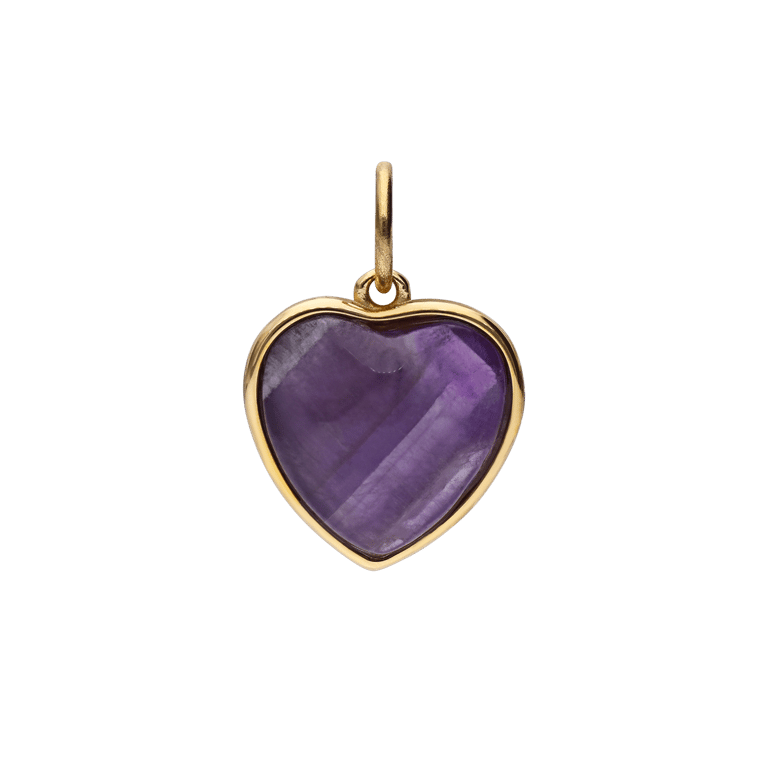 Stalen goldplated hanger hart met amethyst voor dames