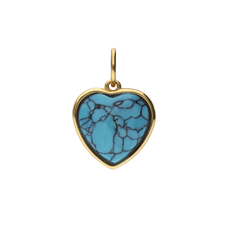 Stainless steel goldplated bedel hart met turquoise