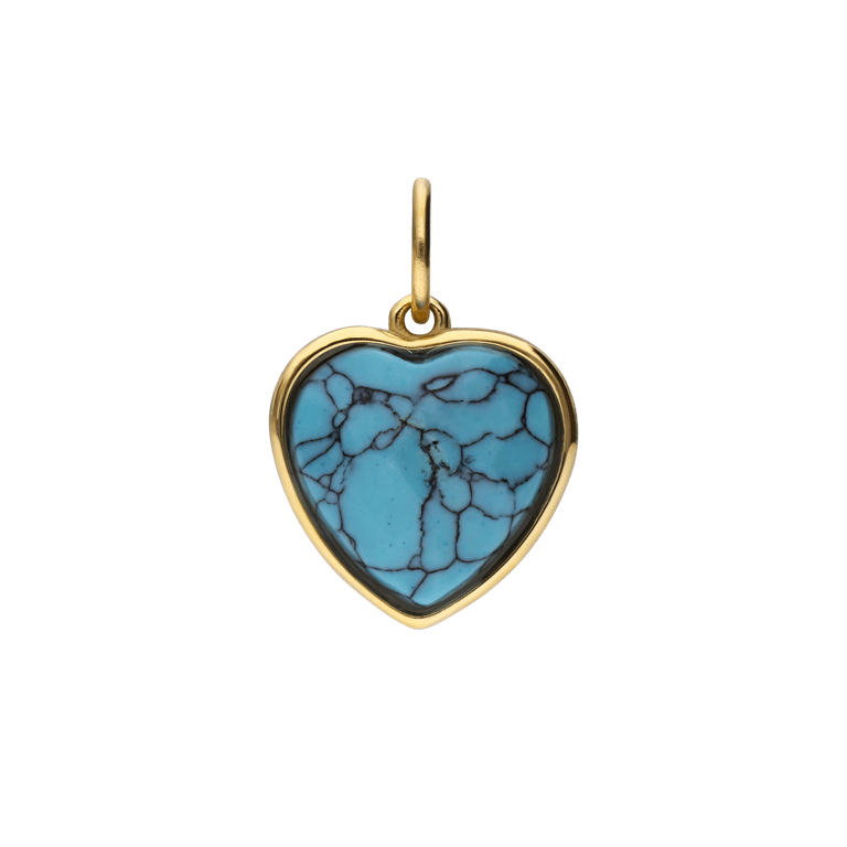 Stalen goldplated hanger hart met turquoise voor dames