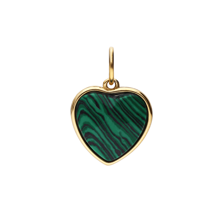 Stalen goldplated hanger hart met malachite voor dames