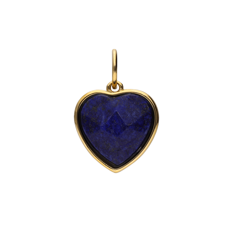 Stalen goldplated hanger hart met lapis lazuli voor dames