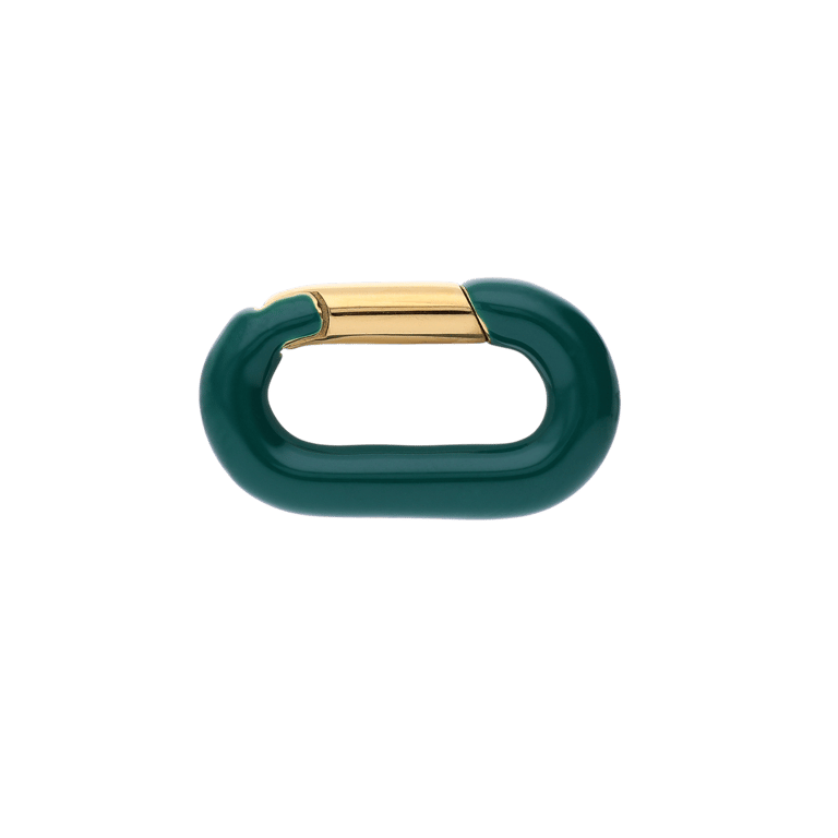 Stalen goldplated hanger met groen email voor dames