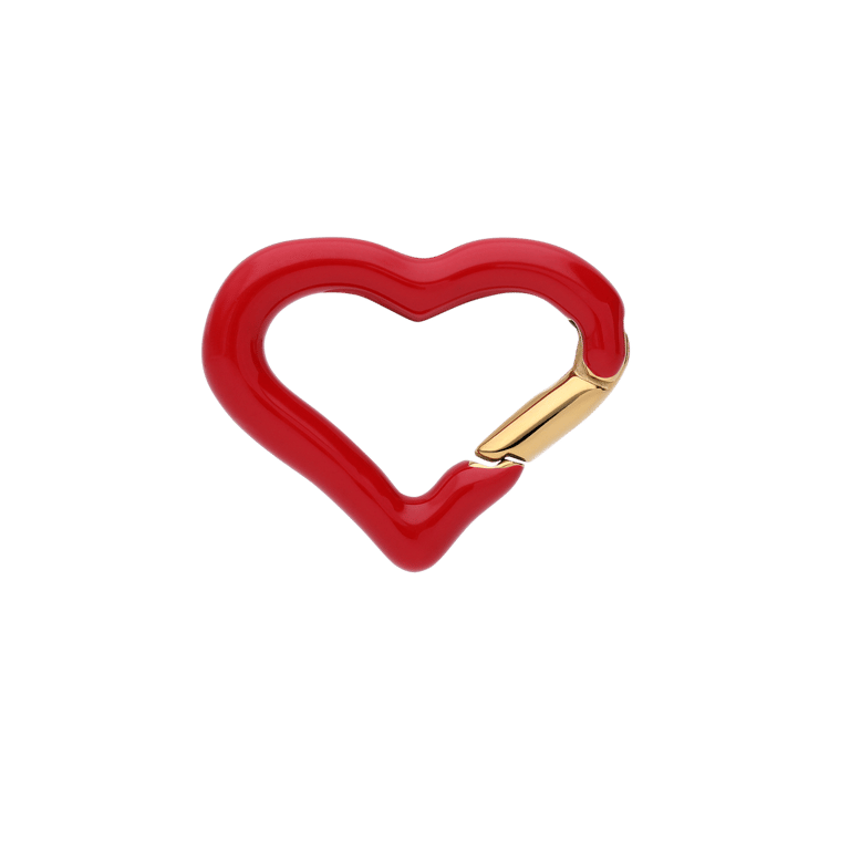 Stalen goldplated hanger hart met rood emaille voor dames