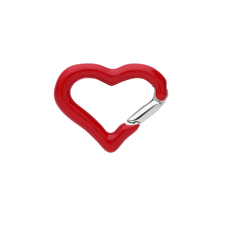 Stainless steel bedel sluiting hart rood emaille