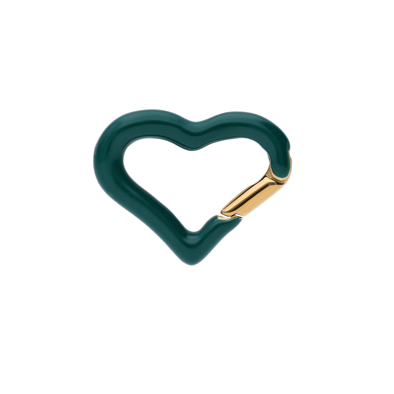 Stainless steel goldplated hanger hart met groene email voor dames