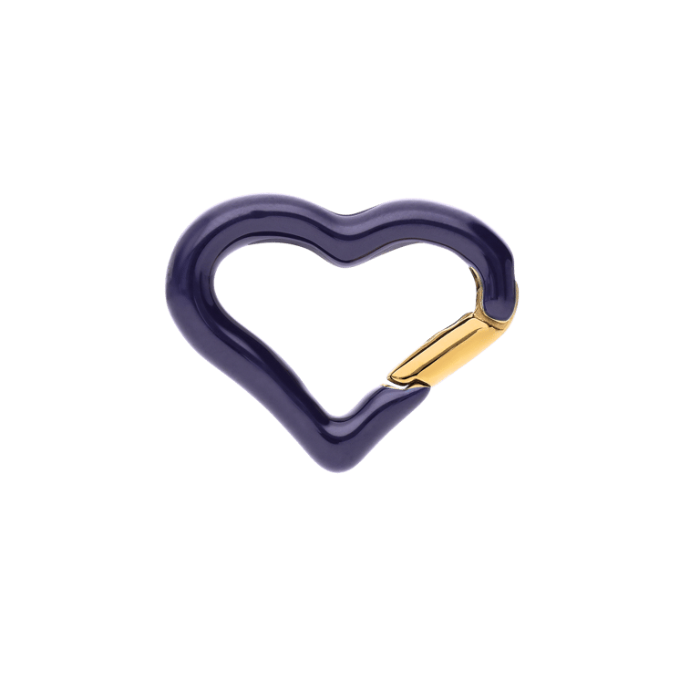 Stainless steel goldplated bedel sluiting hart donker blauw