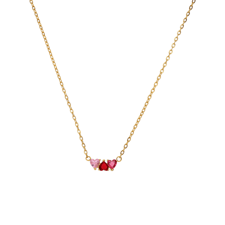 Stainless steel goldplated ketting met hanger hart met zirkonia voor dames