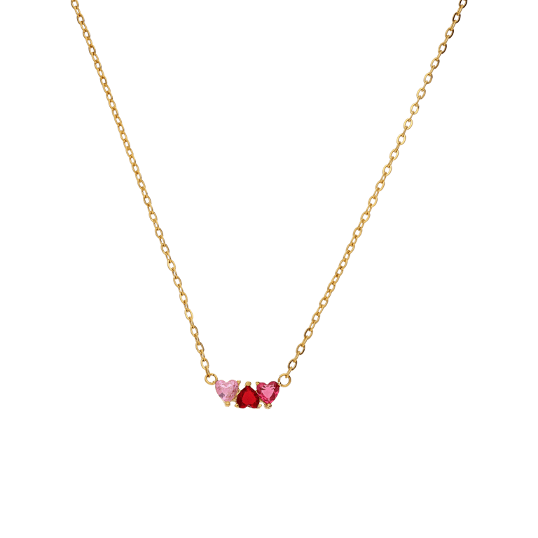 Stalen goldplated ketting met hanger hart met zirkonia voor dames