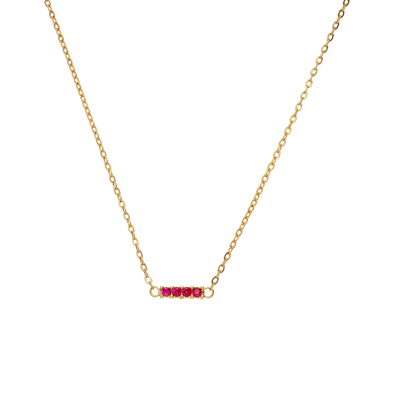 Stalen goldplated ketting met hanger met zirkonia voor dames